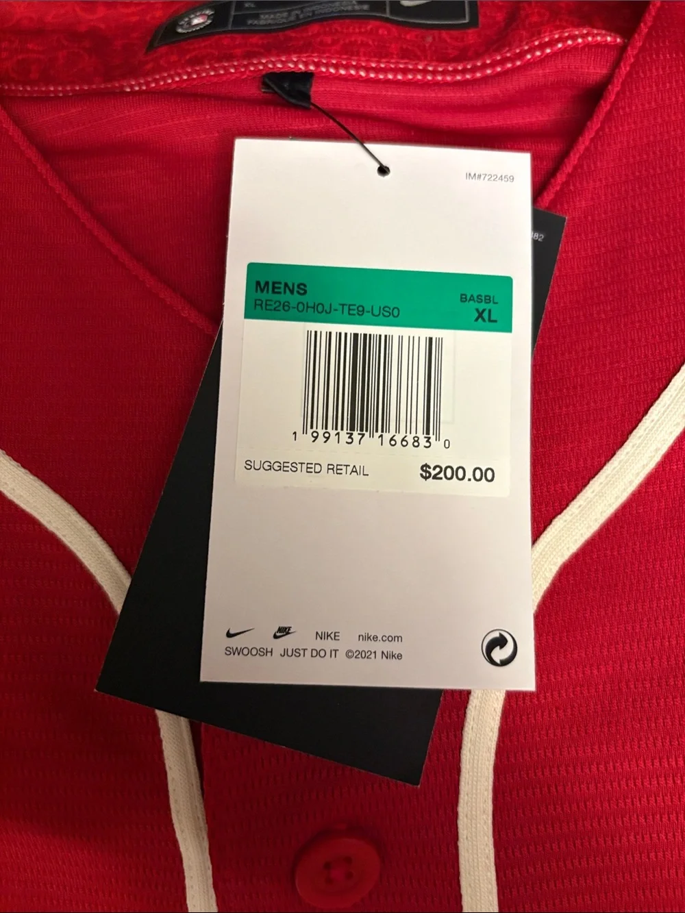 Nike Red Texas Baseball Jersey with White Trim